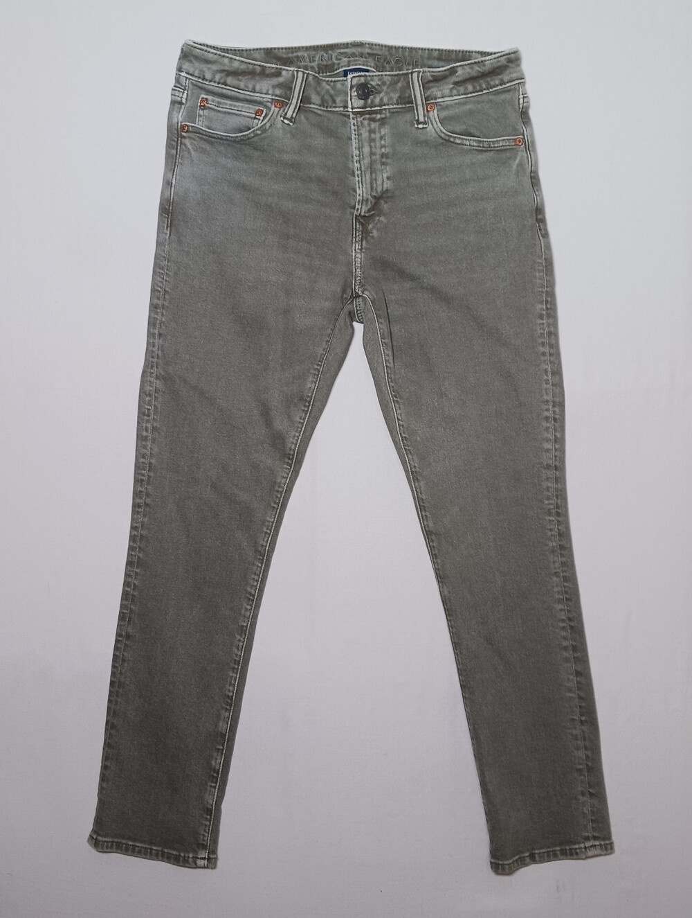 American Eagle Easy Flex Mens Slim Fit Jeans 32X30 Olive Brown Denim